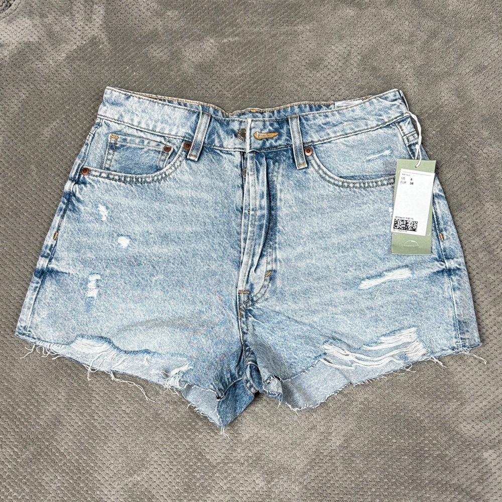 H&M Light Blue Distressed Jean Shorts